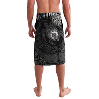 Father's Day Polynesian Pattern Lavalava Tropical Humpback Whale - Black