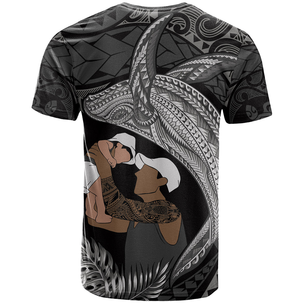 Father's Day Polynesian Pattern T Shirt Tropical Humpback Whale - Black