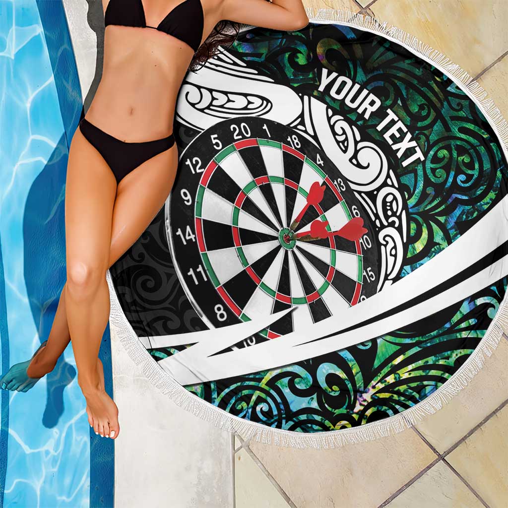 Personalized NZ Darts Beach Blanket Paua Shell Maori Koru Whakairo - Polynesian Pride