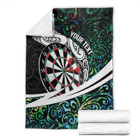 Personalized NZ Darts Blanket Paua Shell Maori Koru Whakairo - Polynesian Pride