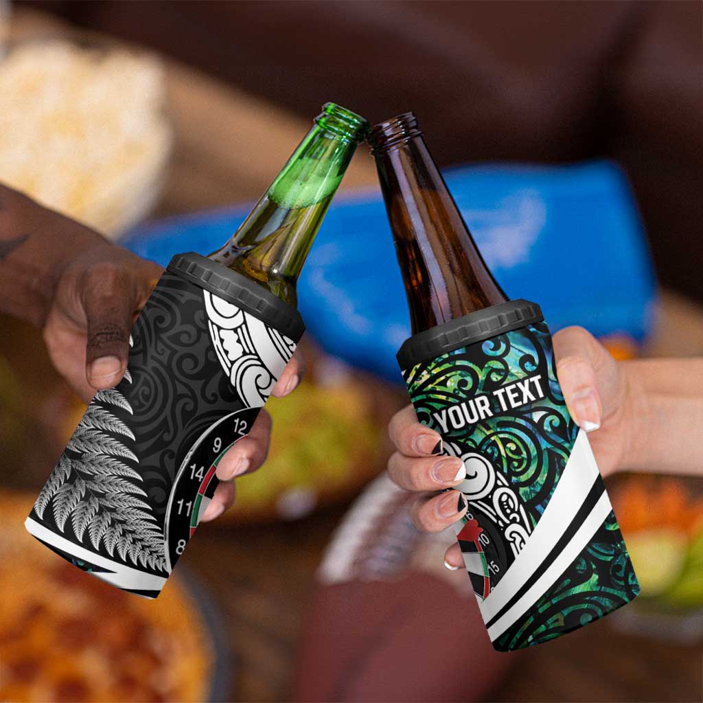 Personalized NZ Darts 4 in 1 Can Cooler Tumbler Paua Shell Maori Koru Whakairo - Polynesian Pride
