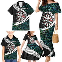 Personalized NZ Darts Family Matching Mermaid Dress and Hawaiian Shirt Paua Shell Maori Koru Whakairo - Polynesian Pride