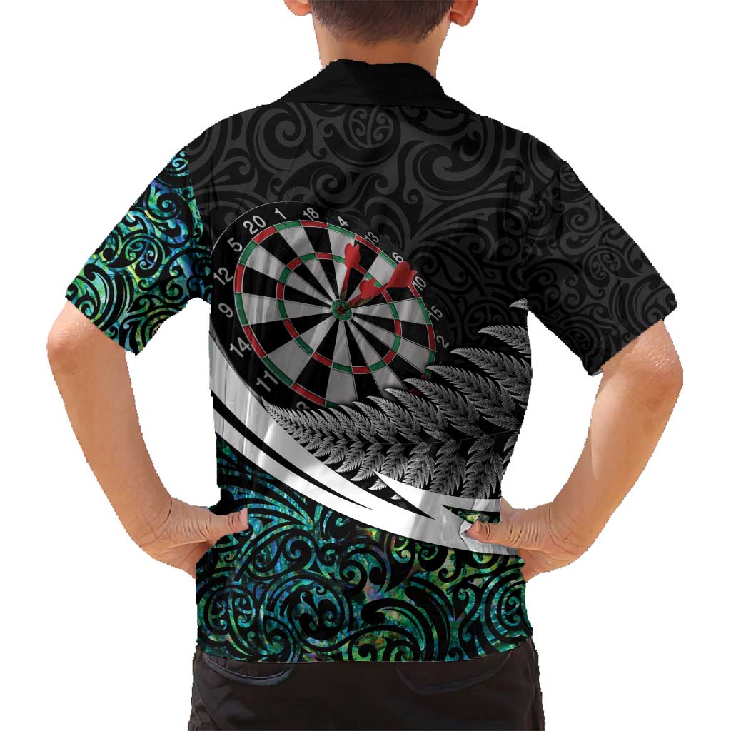 Personalized NZ Darts Family Matching Off Shoulder Maxi Dress and Hawaiian Shirt Paua Shell Maori Koru Whakairo - Polynesian Pride