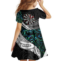 Personalized NZ Darts Family Matching Off Shoulder Short Dress and Hawaiian Shirt Paua Shell Maori Koru Whakairo - Polynesian Pride