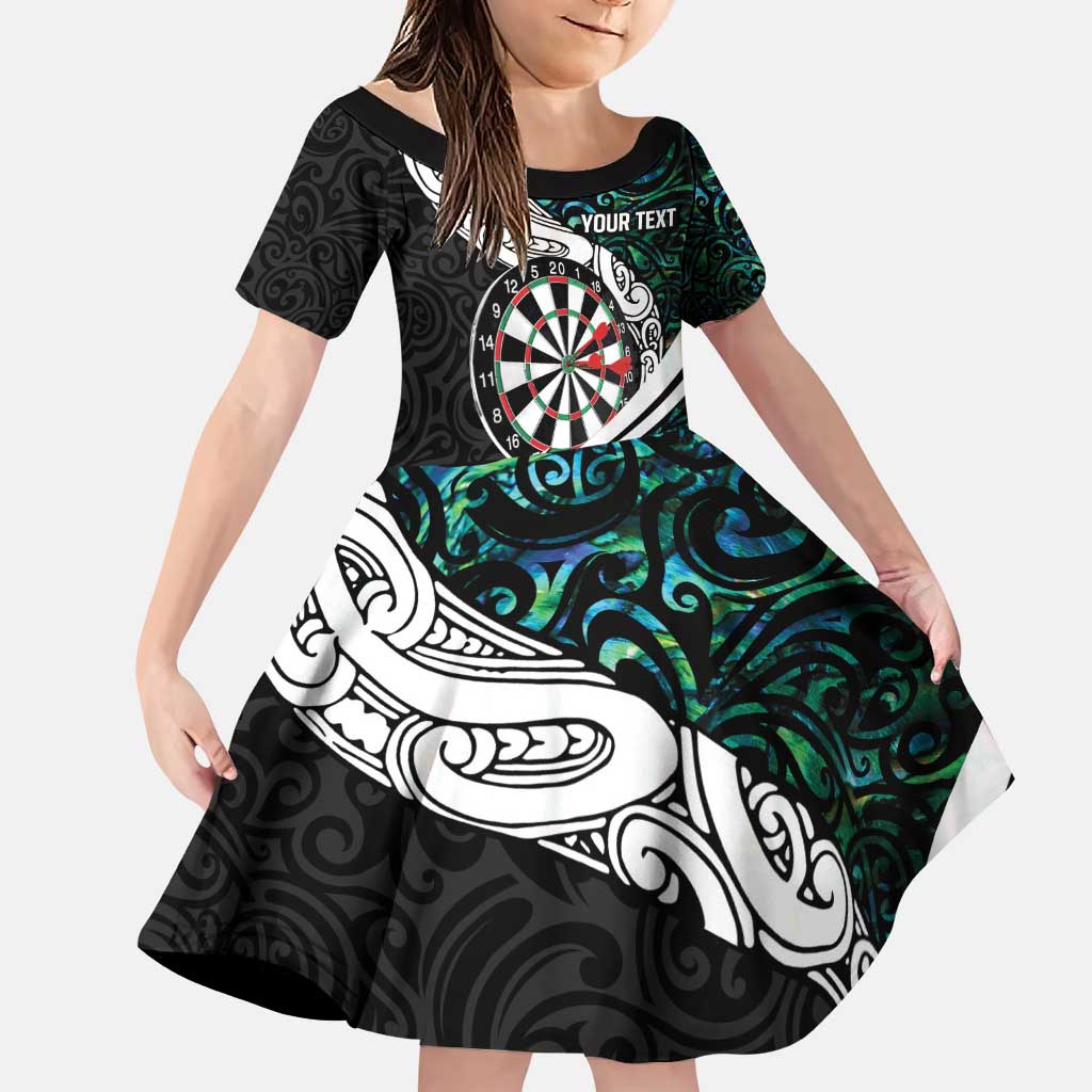 Personalized NZ Darts Family Matching Puletasi and Hawaiian Shirt Paua Shell Maori Koru Whakairo - Polynesian Pride