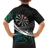 Personalized NZ Darts Family Matching Summer Maxi Dress and Hawaiian Shirt Paua Shell Maori Koru Whakairo - Polynesian Pride