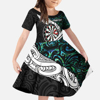 Personalized NZ Darts Family Matching Tank Maxi Dress and Hawaiian Shirt Paua Shell Maori Koru Whakairo - Polynesian Pride