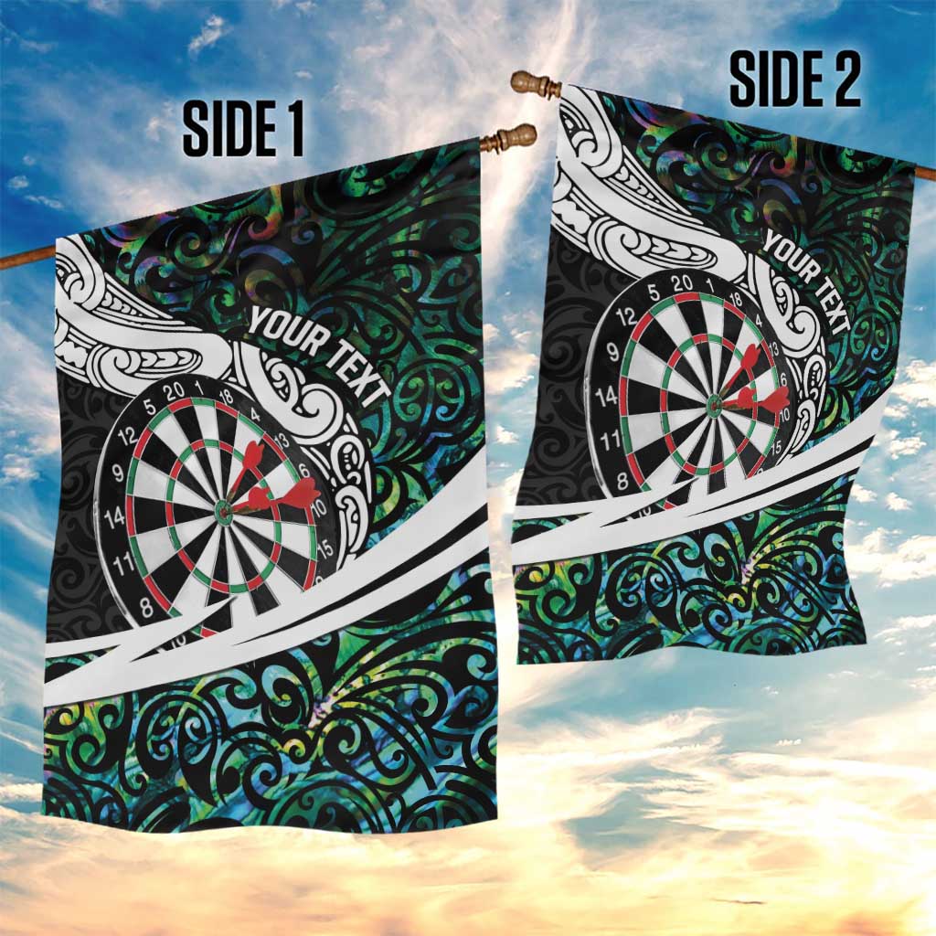 Personalized NZ Darts Garden Flag Paua Shell Maori Koru Whakairo - Polynesian Pride