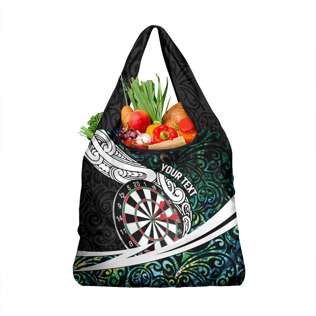 Personalized NZ Darts Grocery Bag Paua Shell Maori Koru Whakairo - Polynesian Pride