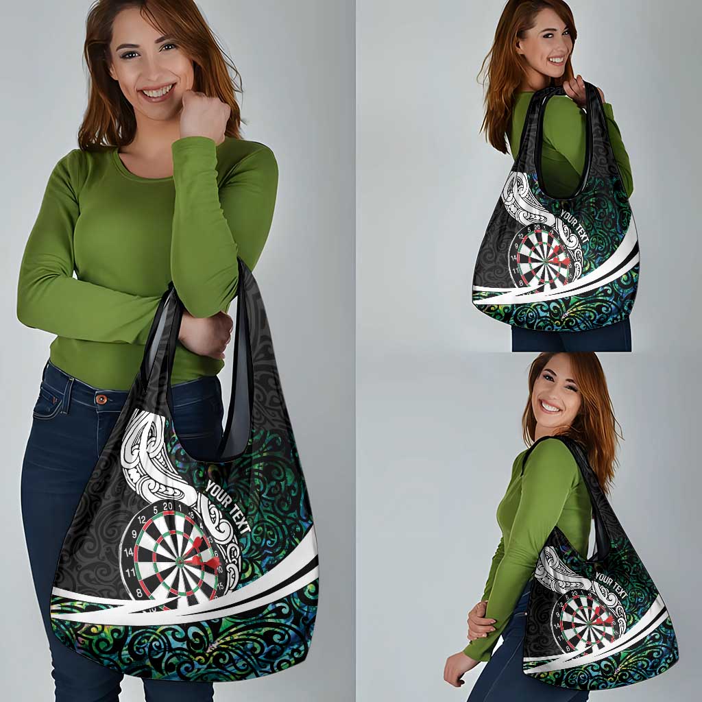 Personalized NZ Darts Grocery Bag Paua Shell Maori Koru Whakairo - Polynesian Pride