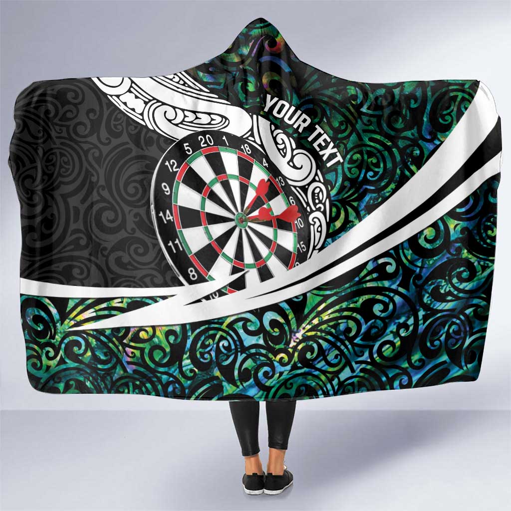 Personalized NZ Darts Hooded Blanket Paua Shell Maori Koru Whakairo - Polynesian Pride