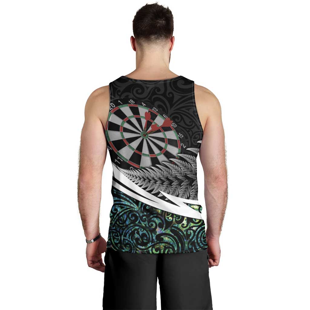 Personalized NZ Darts Men Tank Top Paua Shell Maori Koru Whakairo - Polynesian Pride