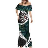 Personalized NZ Darts Mermaid Dress Paua Shell Maori Koru Whakairo - Polynesian Pride