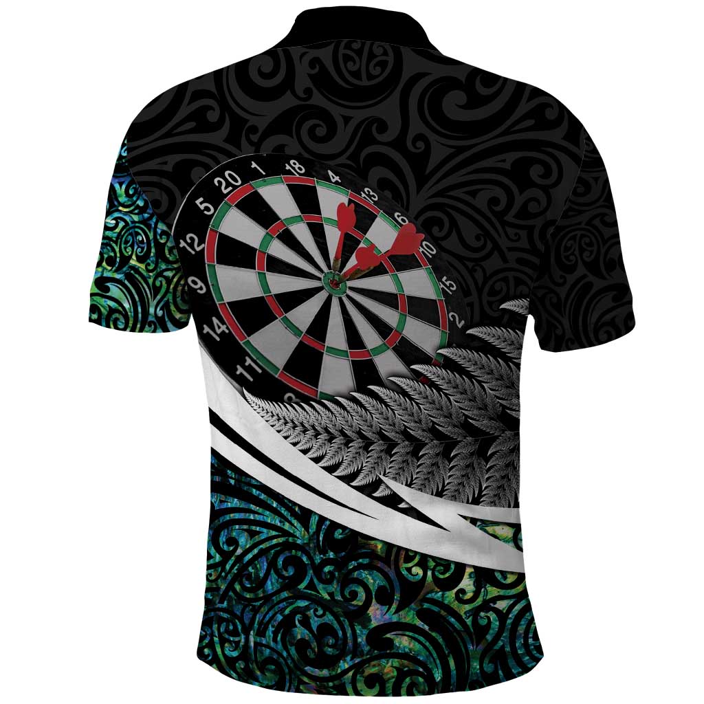 Personalized NZ Darts Polo Shirt Paua Shell Maori Koru Whakairo - Polynesian Pride