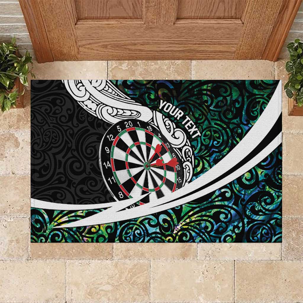 Personalized NZ Darts Rubber Doormat Paua Shell Maori Koru Whakairo - Polynesian Pride