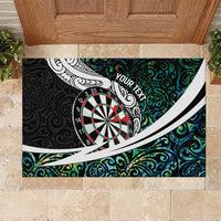 Personalized NZ Darts Rubber Doormat Paua Shell Maori Koru Whakairo - Polynesian Pride