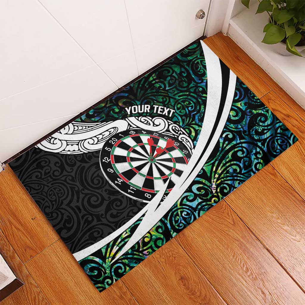 Personalized NZ Darts Rubber Doormat Paua Shell Maori Koru Whakairo - Polynesian Pride