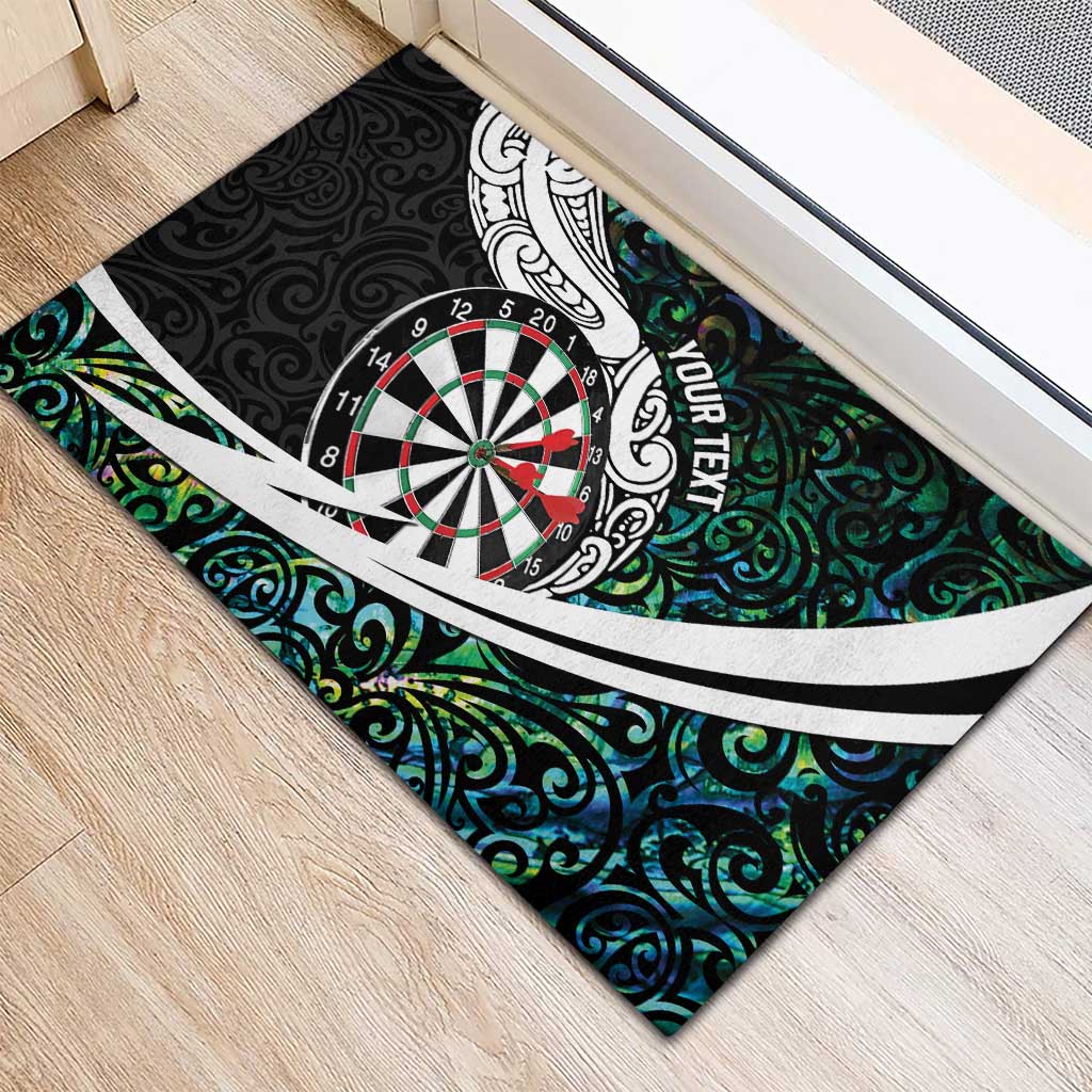 Personalized NZ Darts Rubber Doormat Paua Shell Maori Koru Whakairo - Polynesian Pride