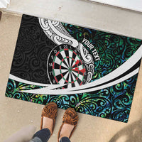 Personalized NZ Darts Rubber Doormat Paua Shell Maori Koru Whakairo - Polynesian Pride