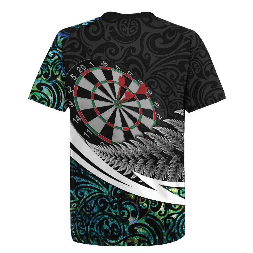 Personalized NZ Darts Rugby Jersey Paua Shell Maori Koru Whakairo - Polynesian Pride