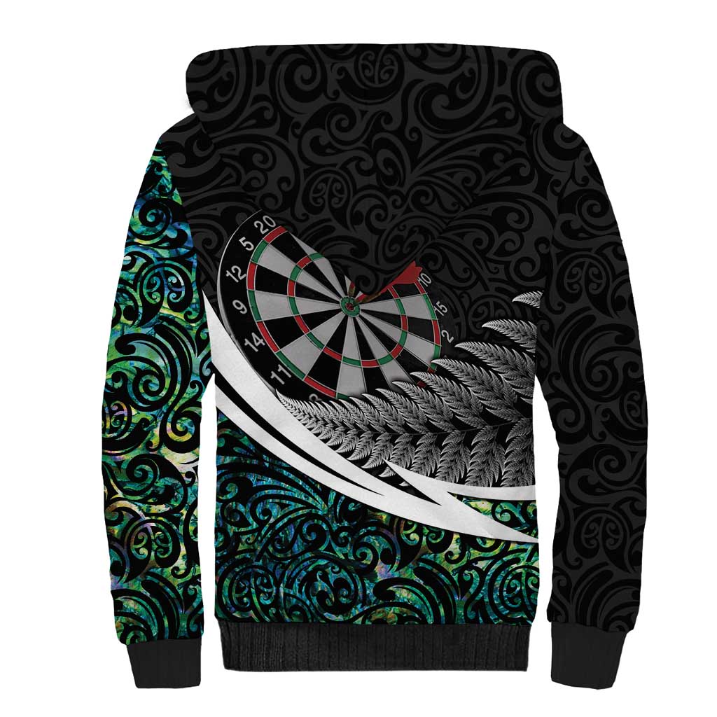 Personalized NZ Darts Sherpa Hoodie Paua Shell Maori Koru Whakairo - Polynesian Pride