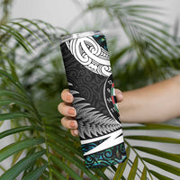 Personalized NZ Darts Skinny Tumbler Paua Shell Maori Koru Whakairo - Polynesian Pride
