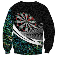 Personalized NZ Darts Sweatshirt Paua Shell Maori Koru Whakairo - Polynesian Pride