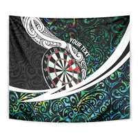 Personalized NZ Darts Tapestry Paua Shell Maori Koru Whakairo - Polynesian Pride