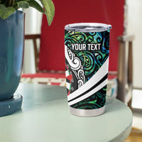 Personalized NZ Darts Tumbler Cup Paua Shell Maori Koru Whakairo - Polynesian Pride