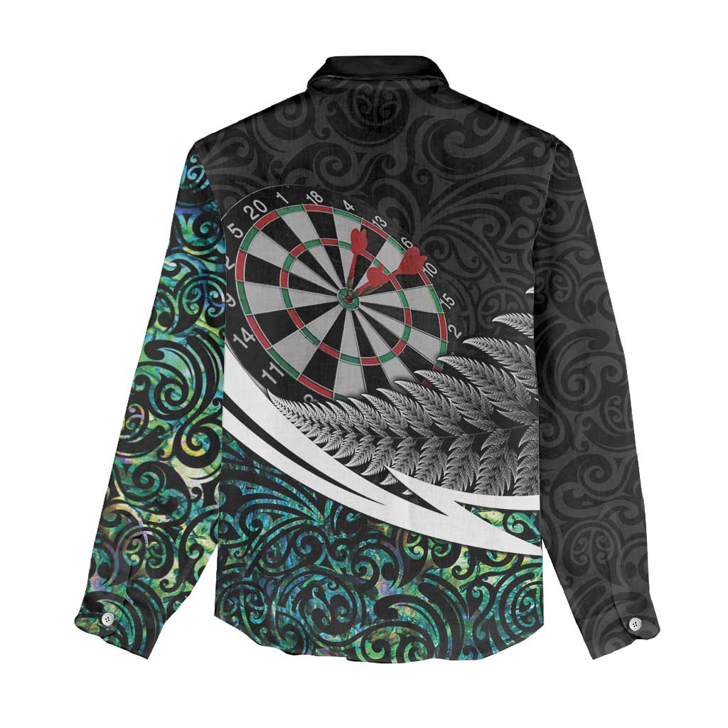 Personalized NZ Darts Women Casual Shirt Paua Shell Maori Koru Whakairo - Polynesian Pride