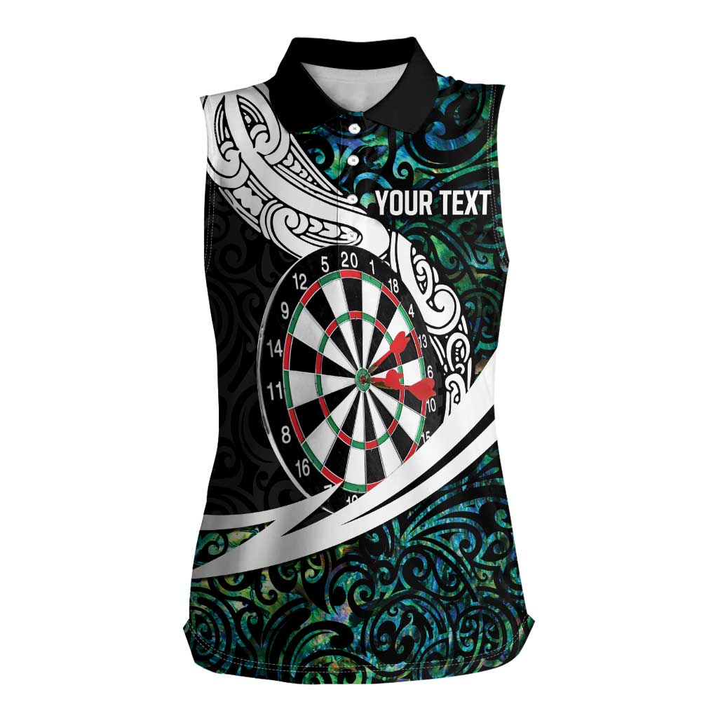 Personalized NZ Darts Women Sleeveless Polo Shirt Paua Shell Maori Koru Whakairo - Polynesian Pride
