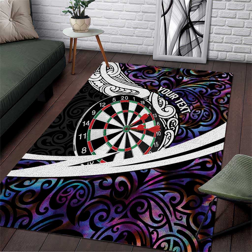 Personalized NZ Darts Area Rug Paua Shell Maori Koru Whakairo - Purple - Polynesian Pride