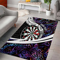 Personalized NZ Darts Area Rug Paua Shell Maori Koru Whakairo - Purple - Polynesian Pride