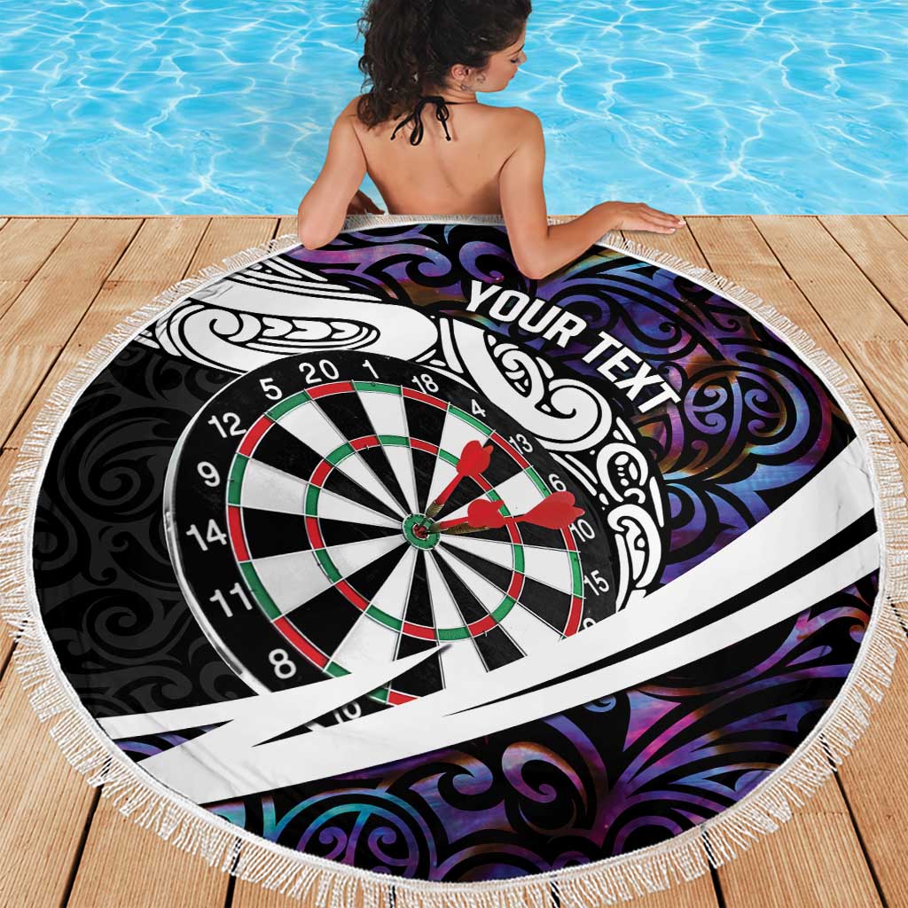 Personalized NZ Darts Beach Blanket Paua Shell Maori Koru Whakairo - Purple - Polynesian Pride