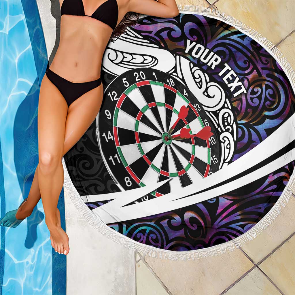 Personalized NZ Darts Beach Blanket Paua Shell Maori Koru Whakairo - Purple - Polynesian Pride