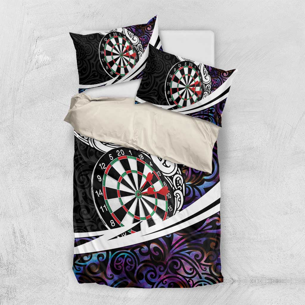 Personalized NZ Darts Bedding Set Paua Shell Maori Koru Whakairo - Purple - Polynesian Pride