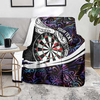 Personalized NZ Darts Blanket Paua Shell Maori Koru Whakairo - Purple - Polynesian Pride