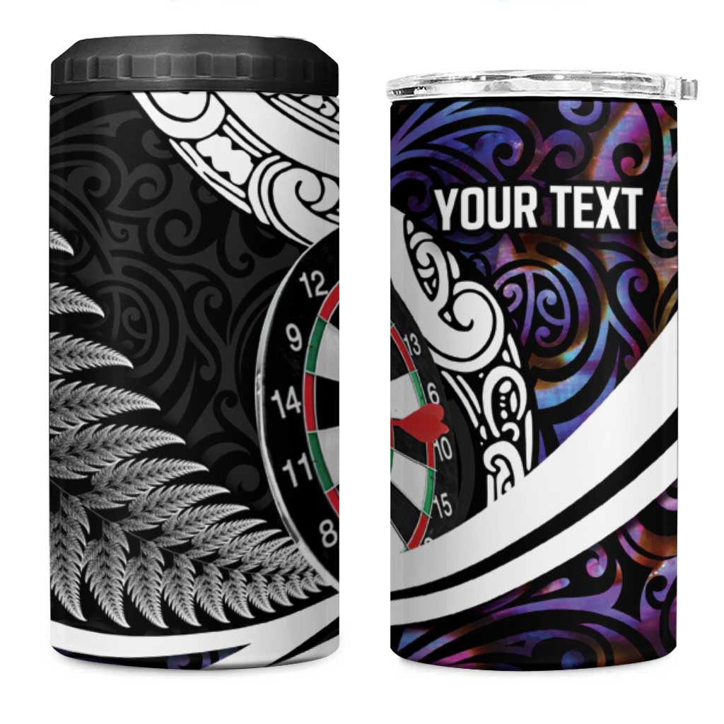 Personalized NZ Darts 4 in 1 Can Cooler Tumbler Paua Shell Maori Koru Whakairo - Purple - Polynesian Pride