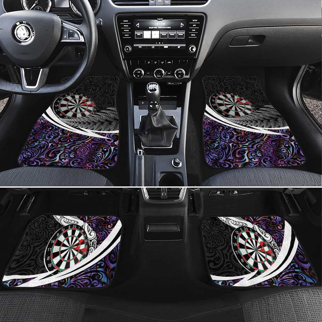 Personalized NZ Darts Car Mats Paua Shell Maori Koru Whakairo - Purple - Polynesian Pride