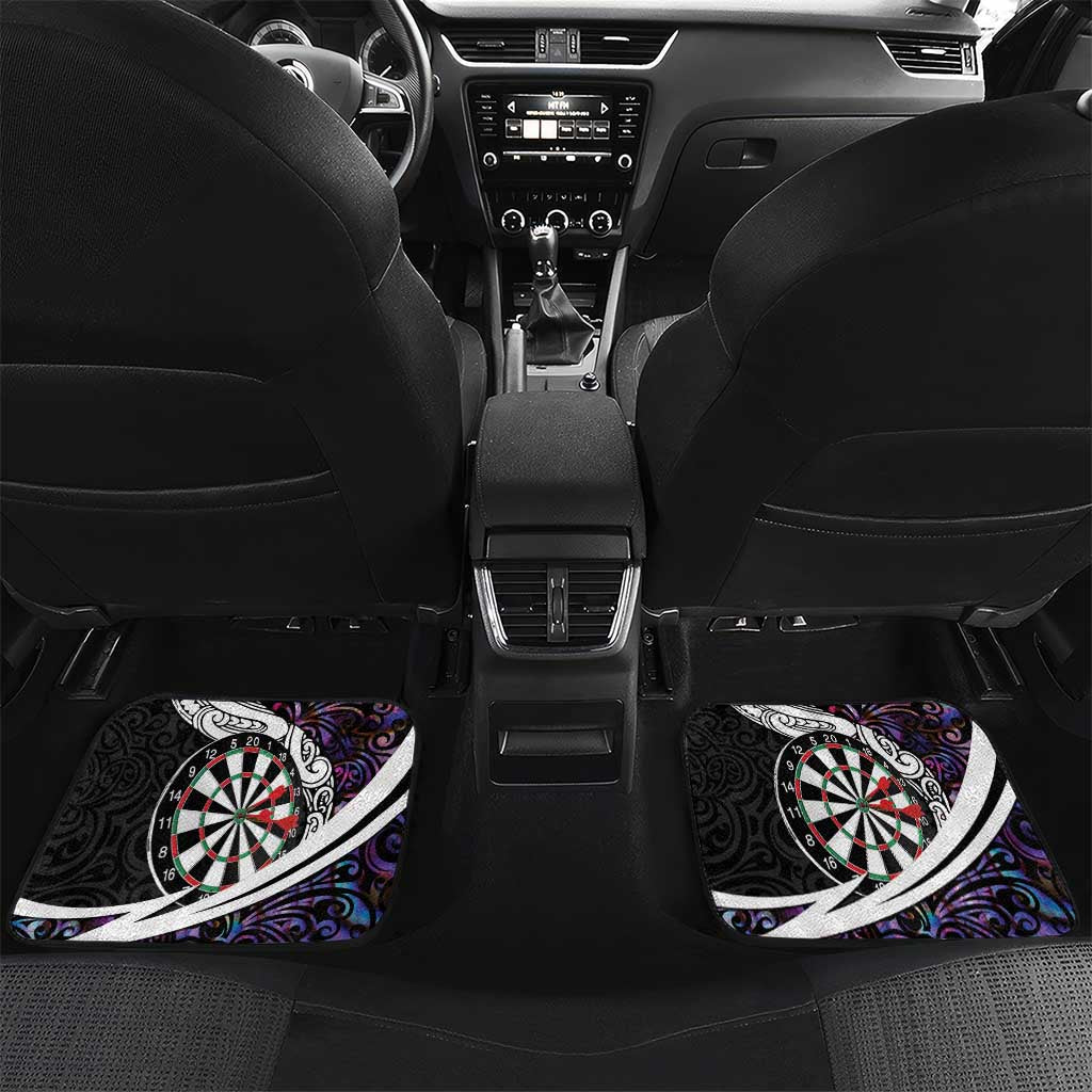 Personalized NZ Darts Car Mats Paua Shell Maori Koru Whakairo - Purple - Polynesian Pride