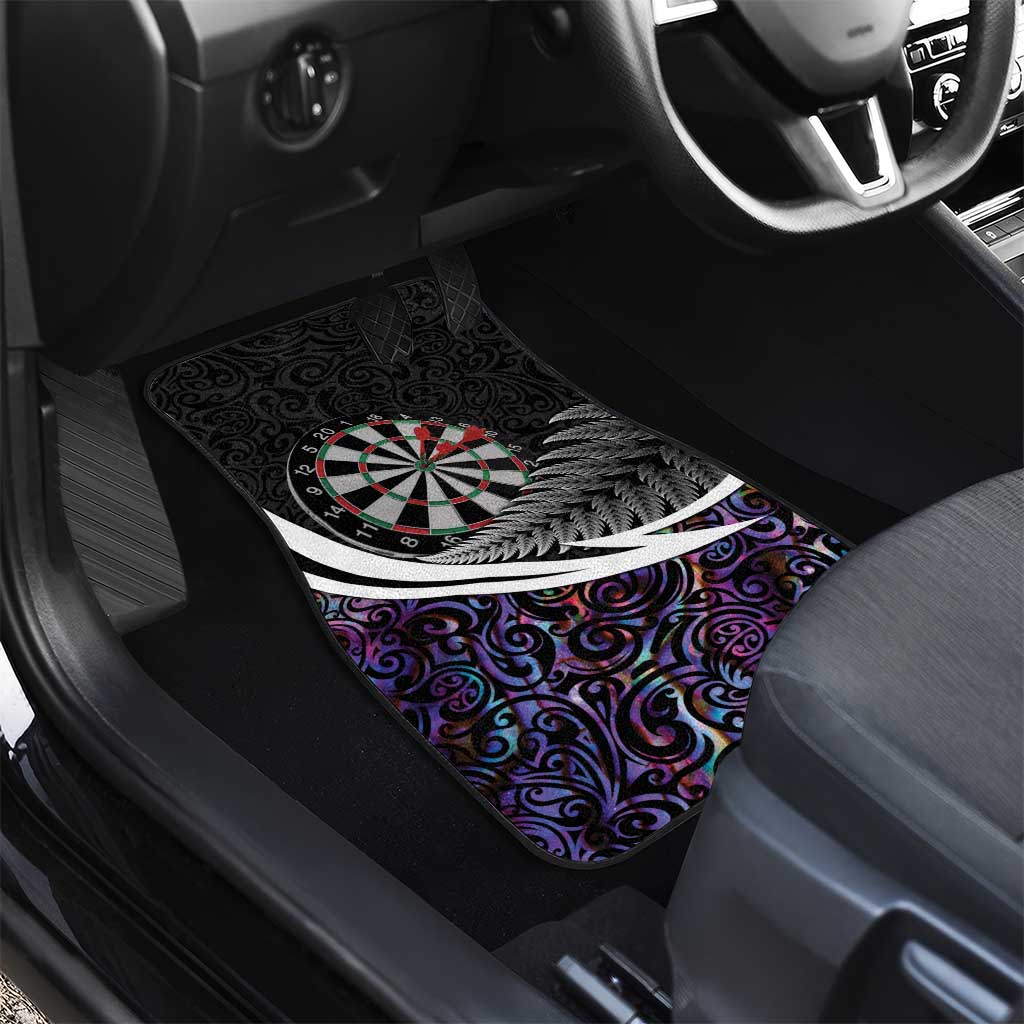 Personalized NZ Darts Car Mats Paua Shell Maori Koru Whakairo - Purple - Polynesian Pride