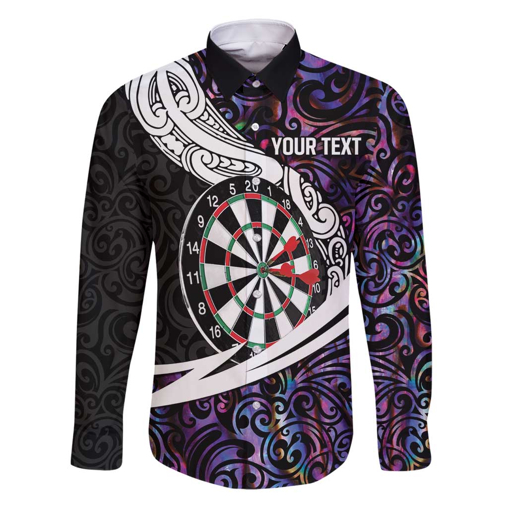 Personalized NZ Darts Family Matching Mermaid Dress and Hawaiian Shirt Paua Shell Maori Koru Whakairo - Purple - Polynesian Pride