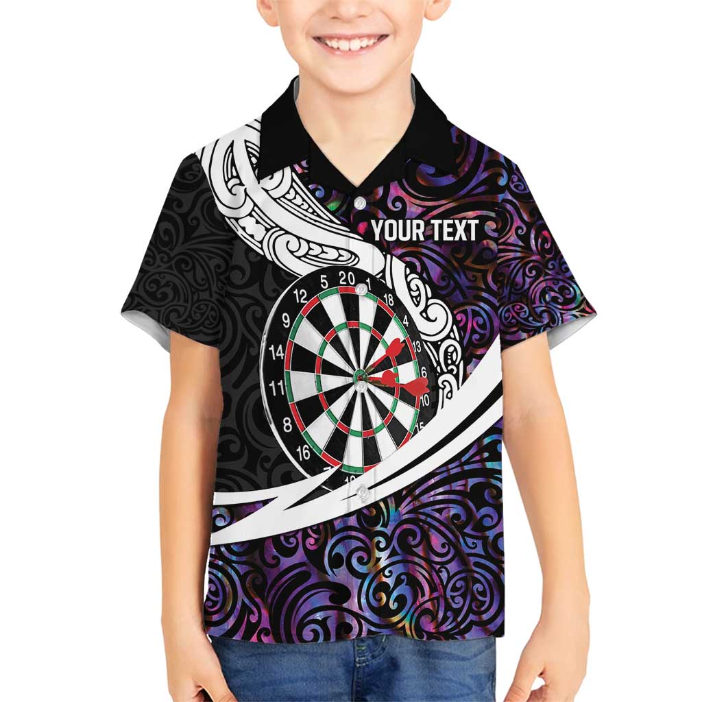 Personalized NZ Darts Family Matching Puletasi and Hawaiian Shirt Paua Shell Maori Koru Whakairo - Purple - Polynesian Pride