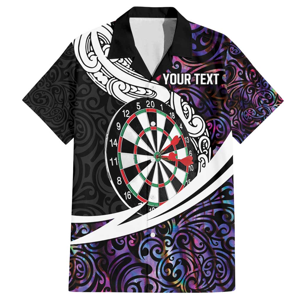 Personalized NZ Darts Family Matching Summer Maxi Dress and Hawaiian Shirt Paua Shell Maori Koru Whakairo - Purple - Polynesian Pride