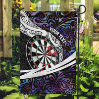 Personalized NZ Darts Garden Flag Paua Shell Maori Koru Whakairo - Purple - Polynesian Pride