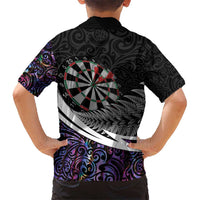 Personalized NZ Darts Hawaiian Shirt Paua Shell Maori Koru Whakairo - Purple - Polynesian Pride