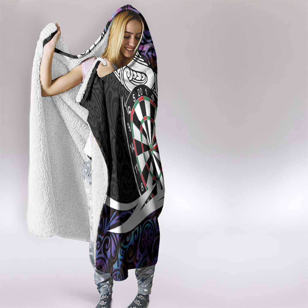 Personalized NZ Darts Hooded Blanket Paua Shell Maori Koru Whakairo - Purple - Polynesian Pride