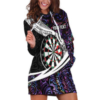 Personalized NZ Darts Hoodie Dress Paua Shell Maori Koru Whakairo - Purple - Polynesian Pride