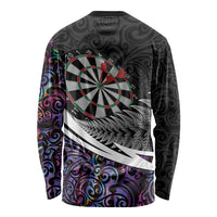 Personalized NZ Darts Long Sleeve Shirt Paua Shell Maori Koru Whakairo - Purple - Polynesian Pride