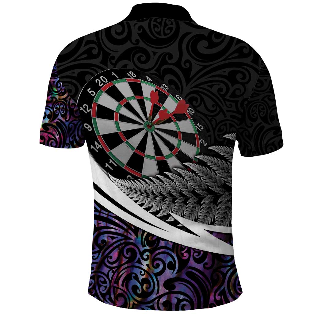 Personalized NZ Darts Polo Shirt Paua Shell Maori Koru Whakairo - Purple - Polynesian Pride